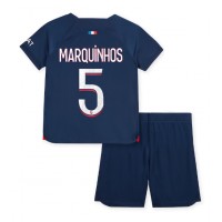 Dětský fotbalový dres Paris Saint-Germain Marquinhos #5 2023-24 Domácí Krátký Rukáv (+ trenýrky)